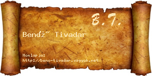 Benő Tivadar névjegykártya